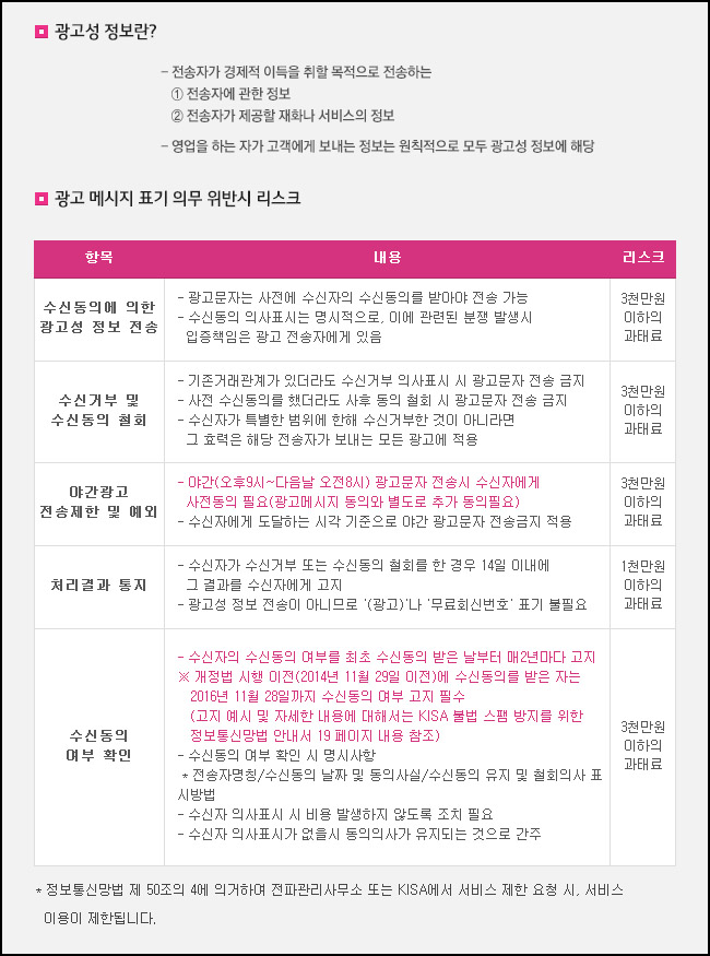 광고메시지 전송 관련 유의사항2